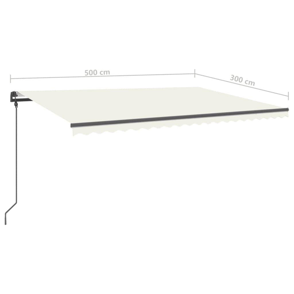 Tenda da Sole Retrattile Manuale con Pali 5x3 m Crema