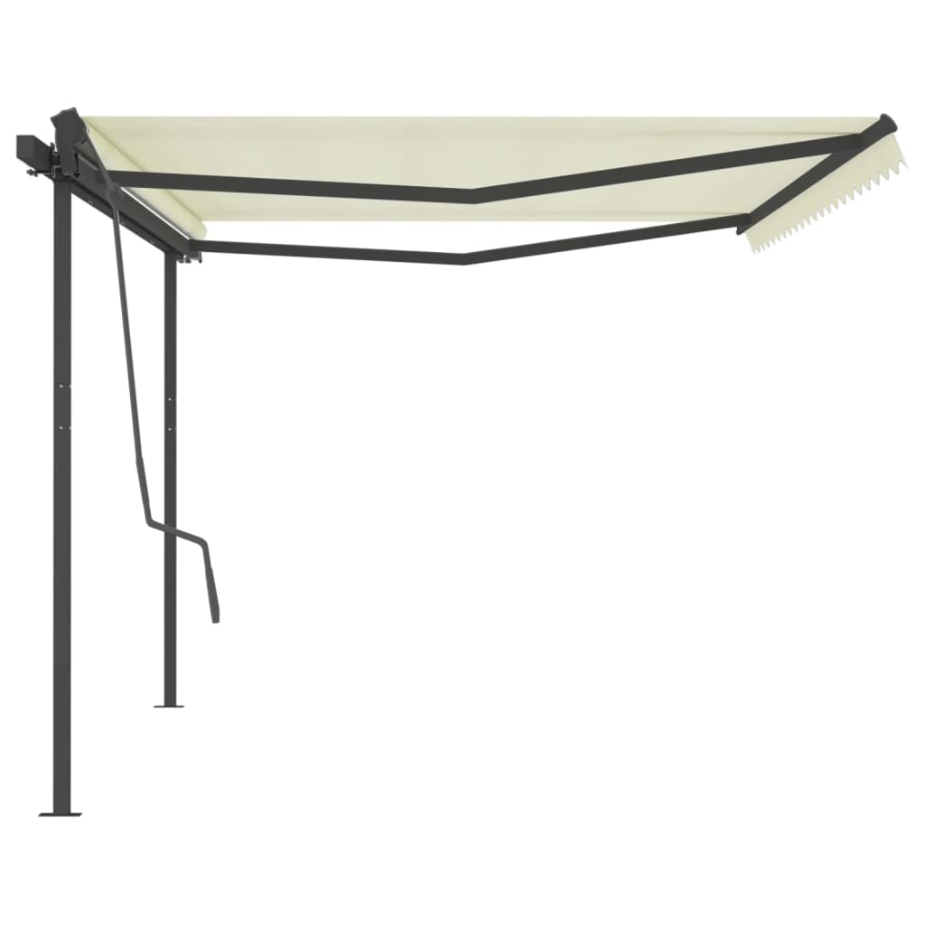 Tenda da Sole Retrattile Manuale con Pali 5x3 m Crema