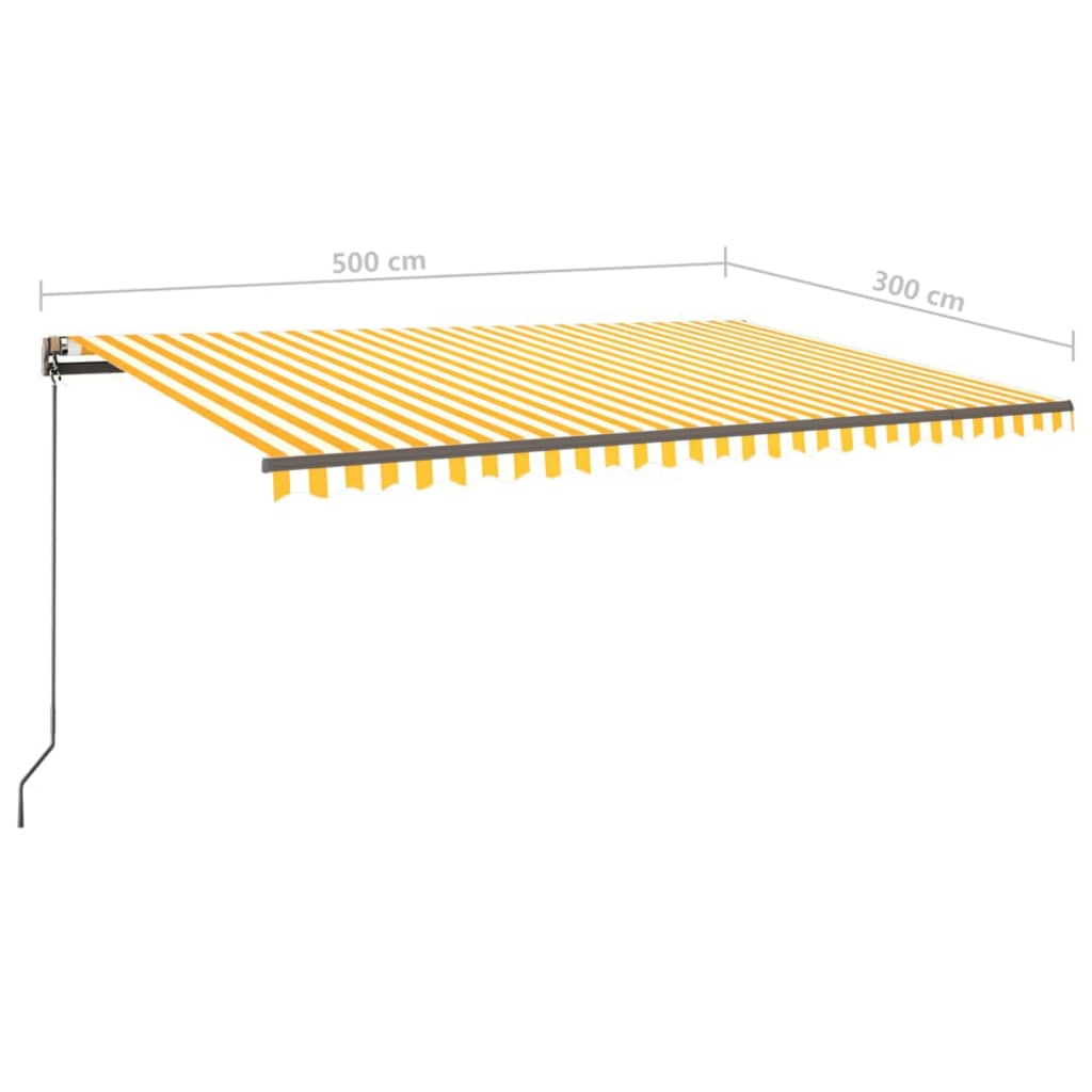 Tenda da Sole Retrattile Manuale con LED 5x3 m Gialla Bianca