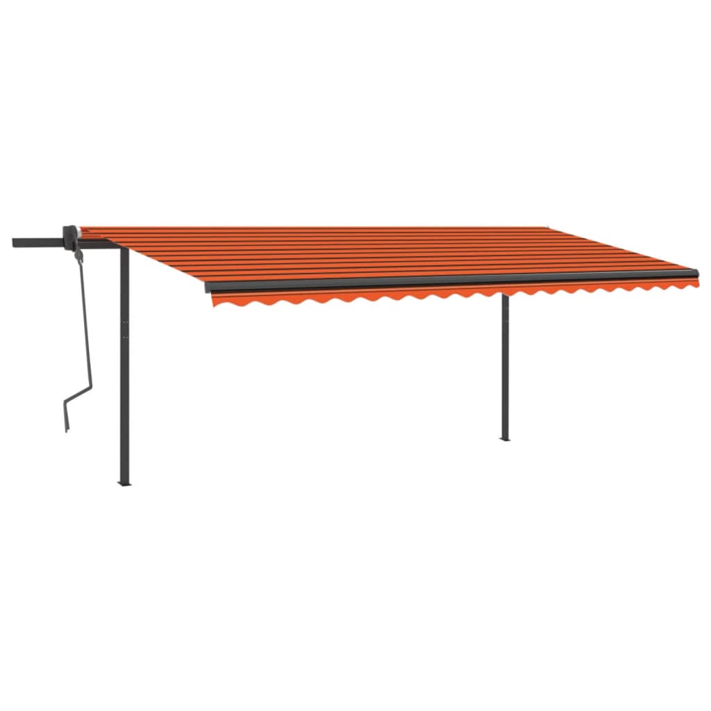 Tenda da Sole Retrattile Manuale LED 5x3 m Arancione Marrone