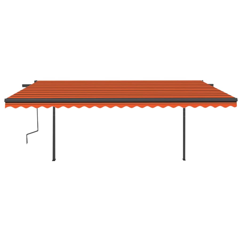 Tenda da Sole Retrattile Manuale LED 5x3 m Arancione Marrone