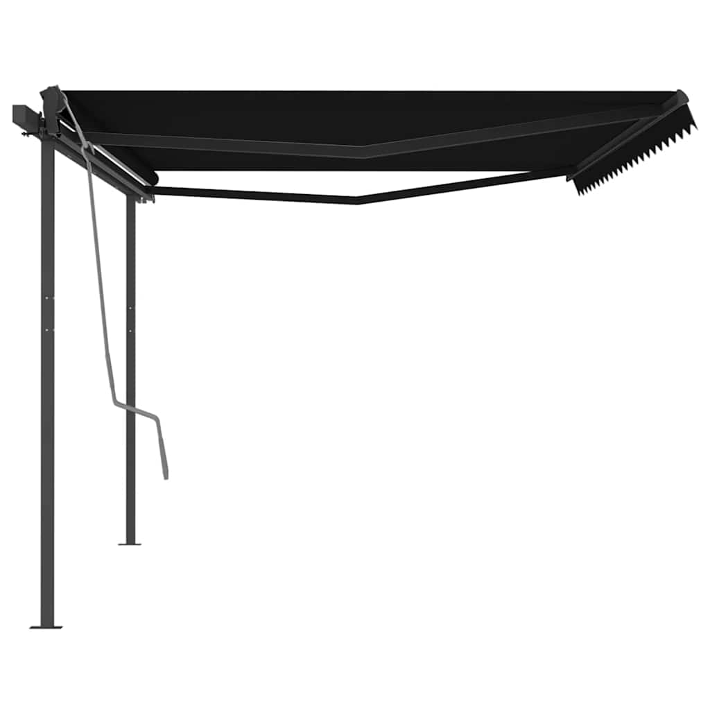 Tenda da Sole Retrattile Automatica con Pali 5x3 m Antracite