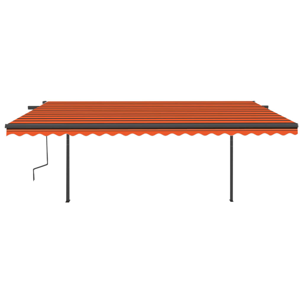 Tenda Sole Retrattile Automatica con Pali 5x3m Arancio Marrone