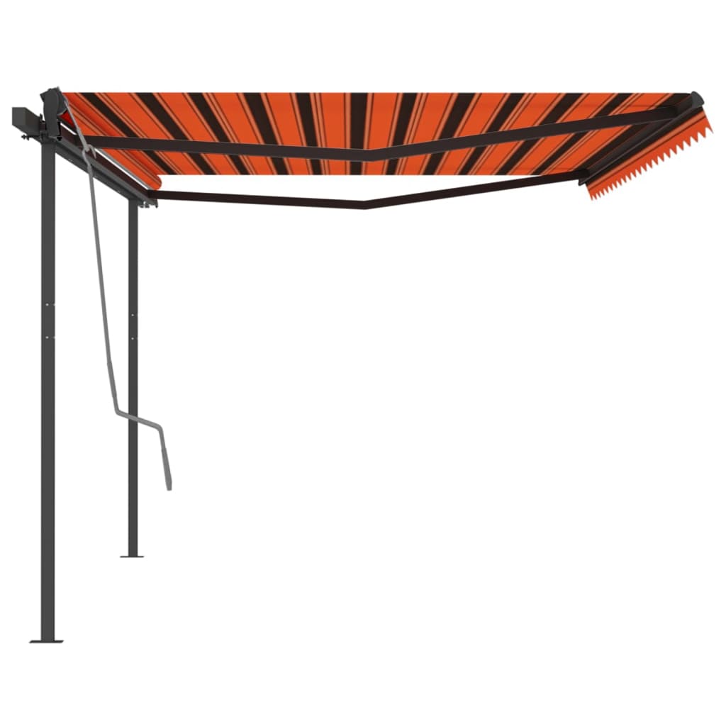 Tenda Sole Retrattile Automatica con Pali 5x3m Arancio Marrone