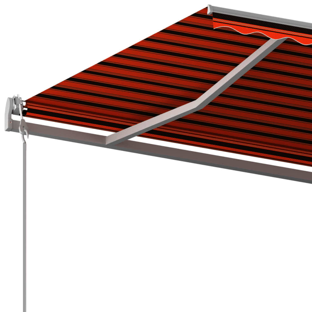 Tenda Sole Retrattile Automatica con Pali 5x3m Arancio Marrone