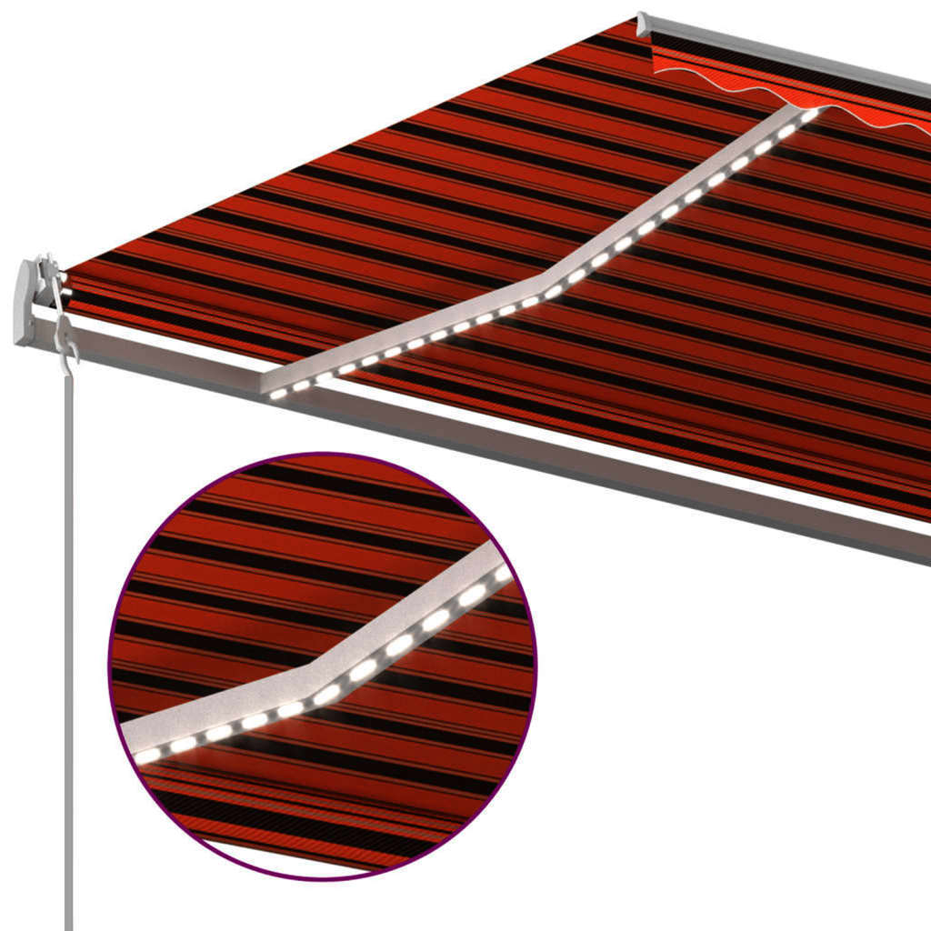Tenda Automatica con Sensore Vento e LED 5x3 m Arancio Marrone
