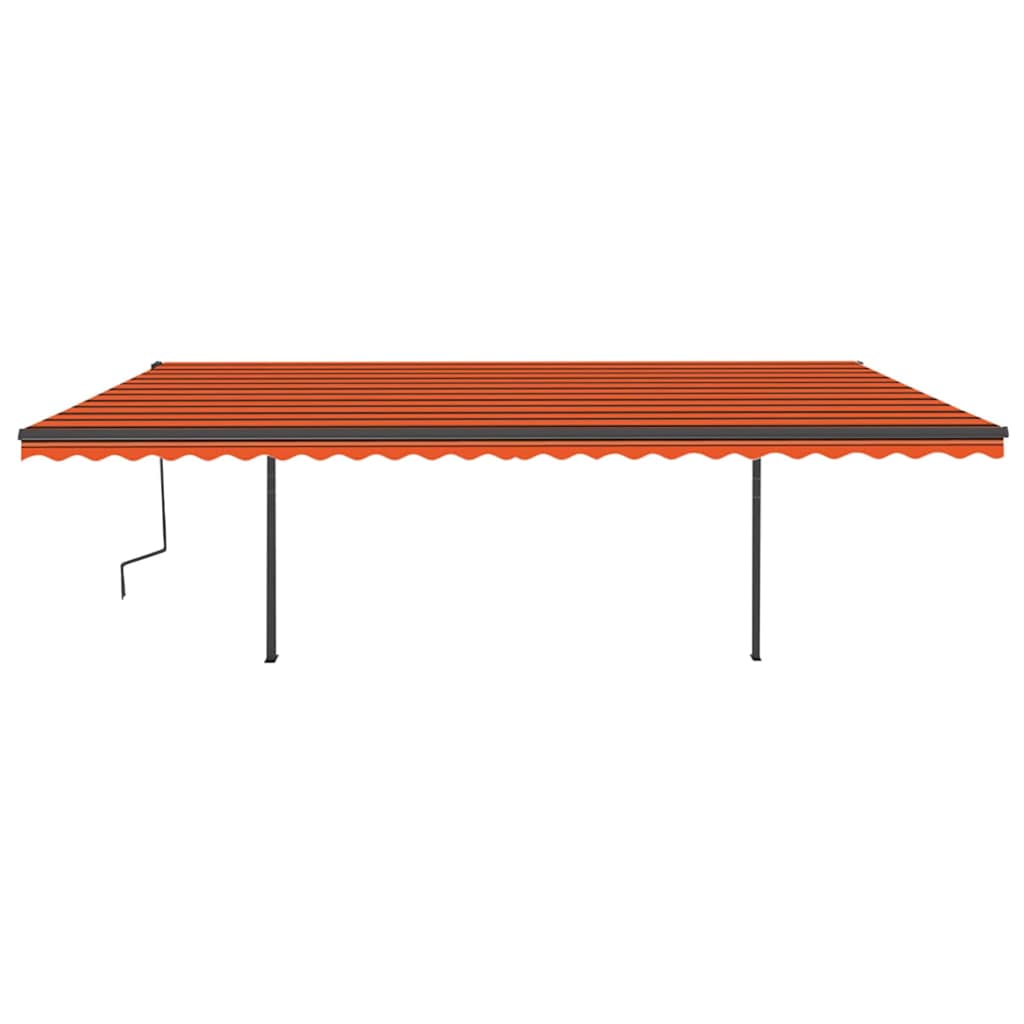 Tenda Sole Retrattile Manuale con Pali 6x3 m Arancione Marrone