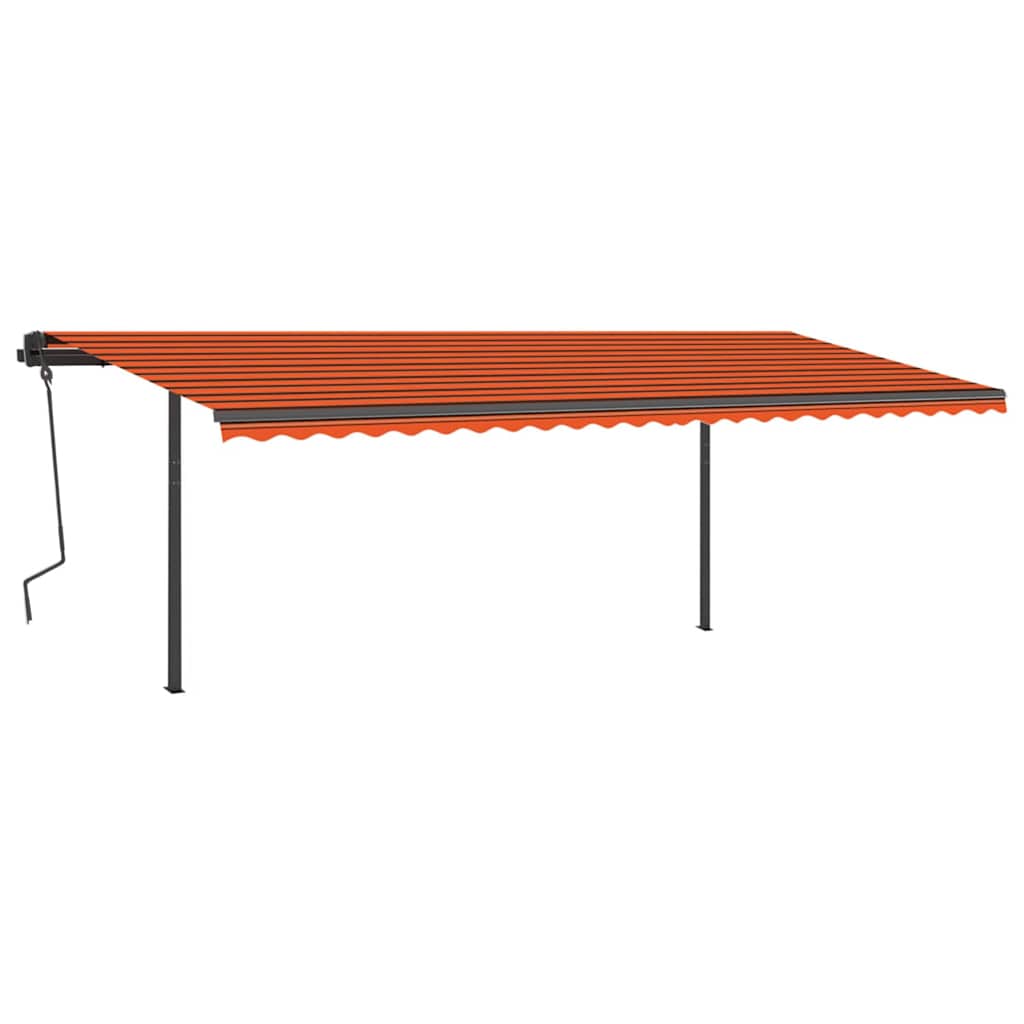 Tenda Sole Retrattile Manuale con Pali 6x3 m Arancione Marrone