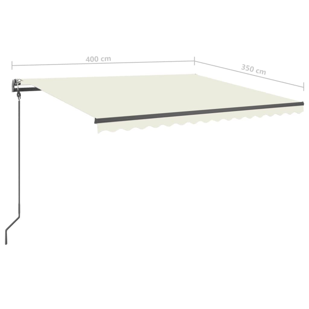 Tenda da Sole Retrattile Manuale con Pali 4x3,5 m Crema