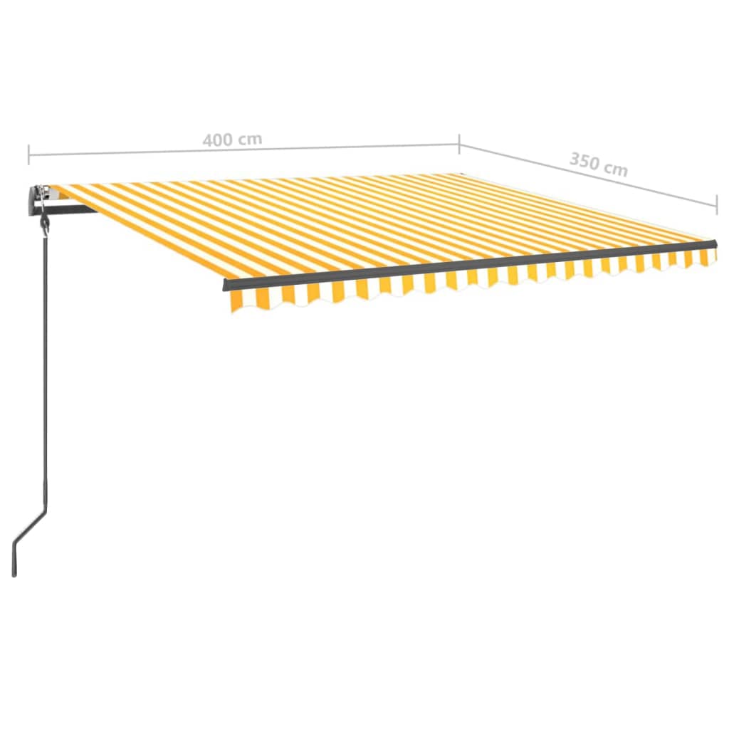 Tenda da Sole Retrattile Manuale con Pali 4x3,5 m Gialla Bianca