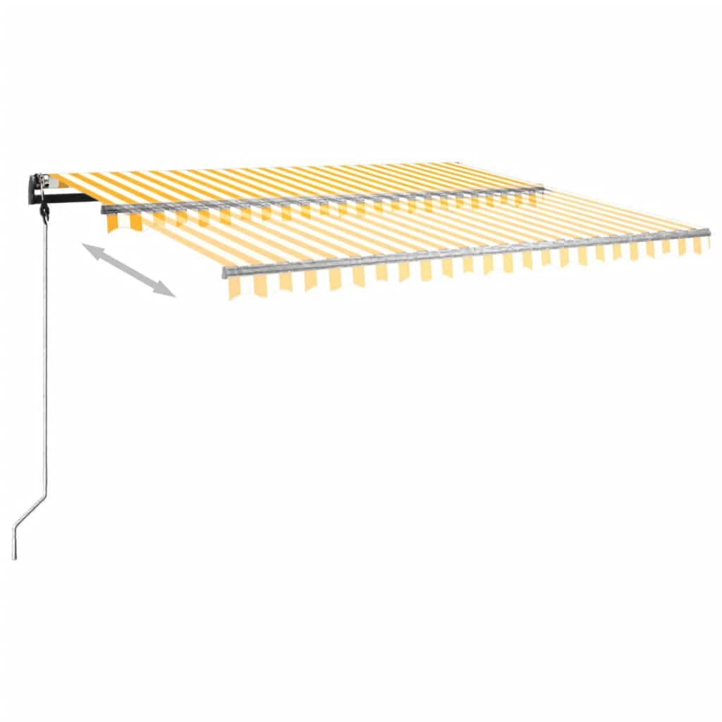Tenda da Sole Retrattile Manuale con Pali 4x3,5 m Gialla Bianca