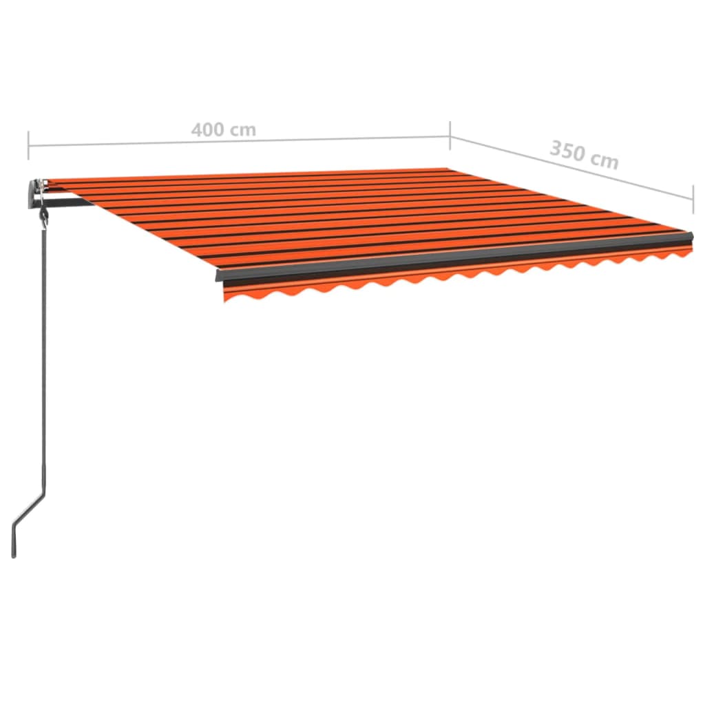 Tenda da Sole Manuale con LED 4x3,5 m Arancione e Marrone