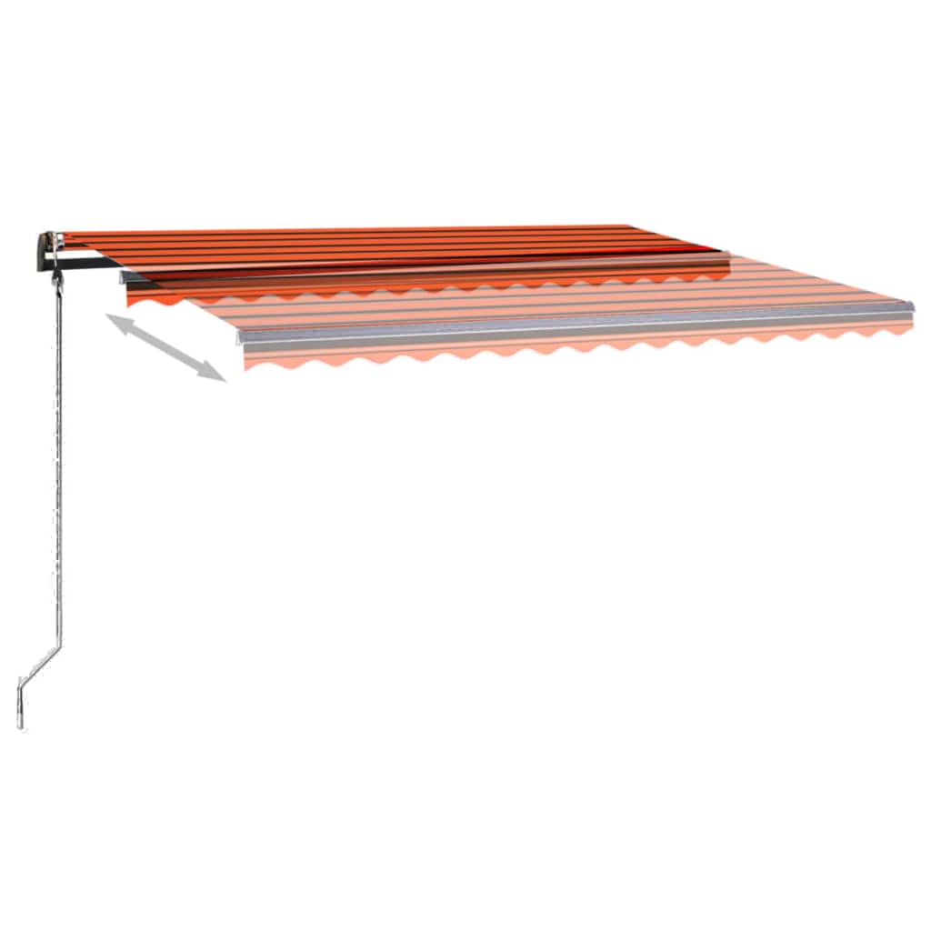 Tenda da Sole Manuale con LED 4x3,5 m Arancione e Marrone