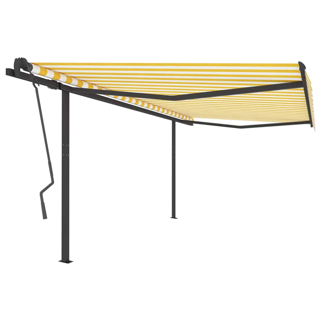 Tenda da Sole Retrattile Automatica Pali 4x3,5 m Gialla Bianca