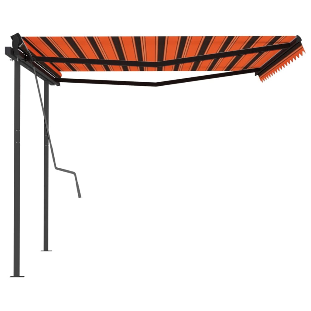Tenda Retrattile Automatica con Pali 4x3,5 m Arancione Marrone
