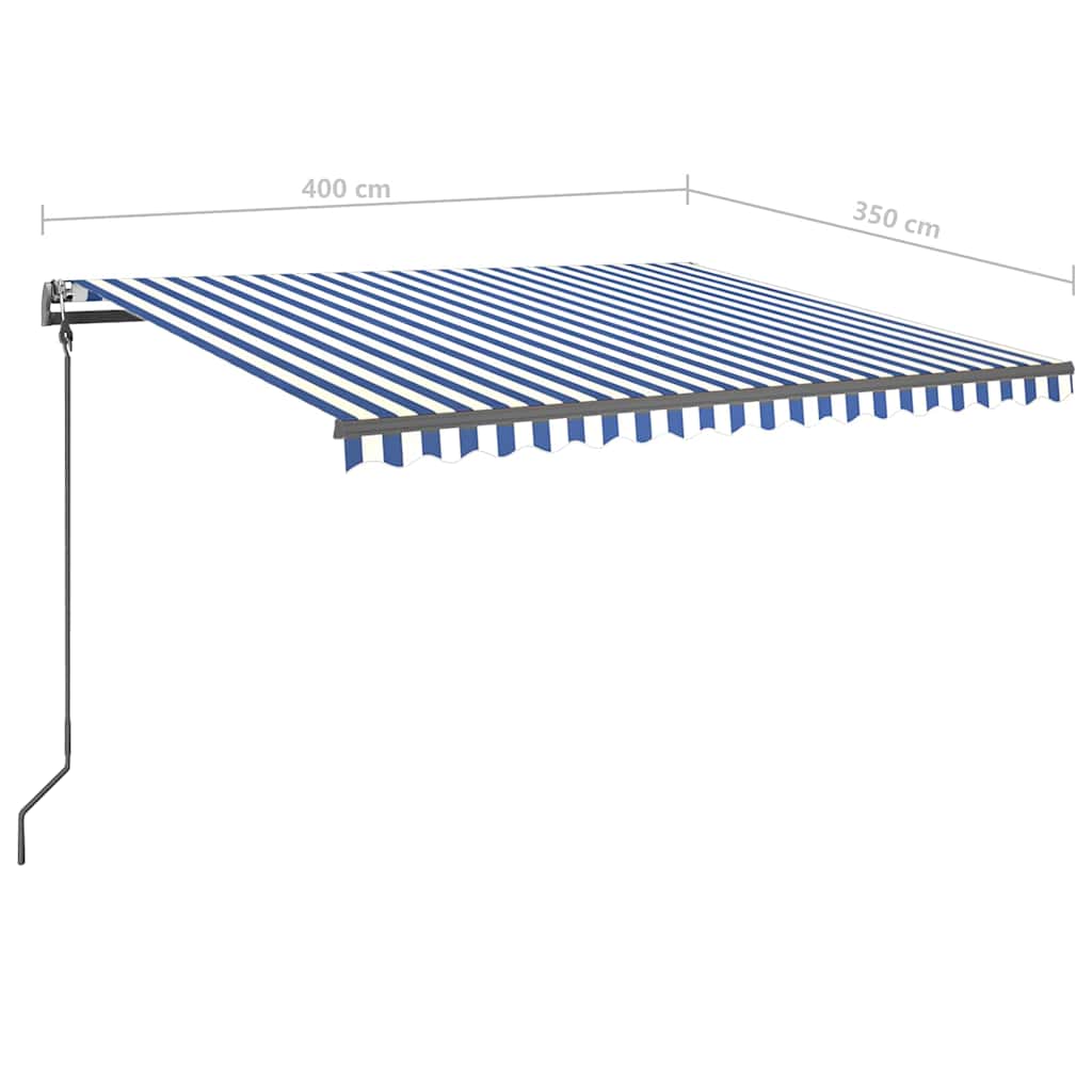 Tenda Automatica con Sensore Vento e LED 4x3,5 m Blu e Bianca