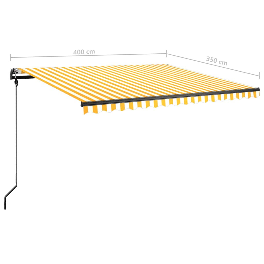 Tenda Automatica con Sensore Vento LED 4x3,5 m Gialla e Bianca