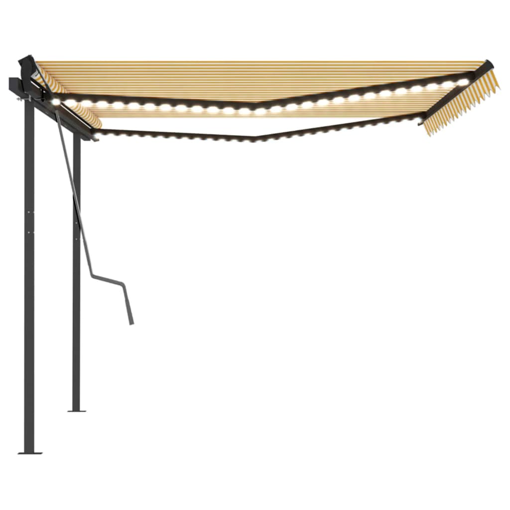 Tenda Automatica con Sensore Vento LED 4x3,5 m Gialla e Bianca