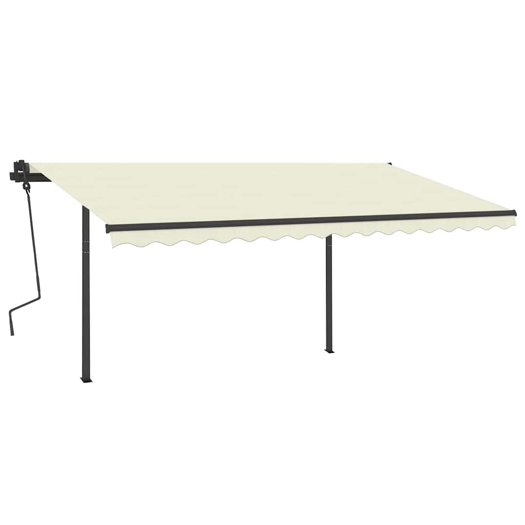 Tenda da Sole Retrattile Manuale con Pali 4,5x3,5 m Crema