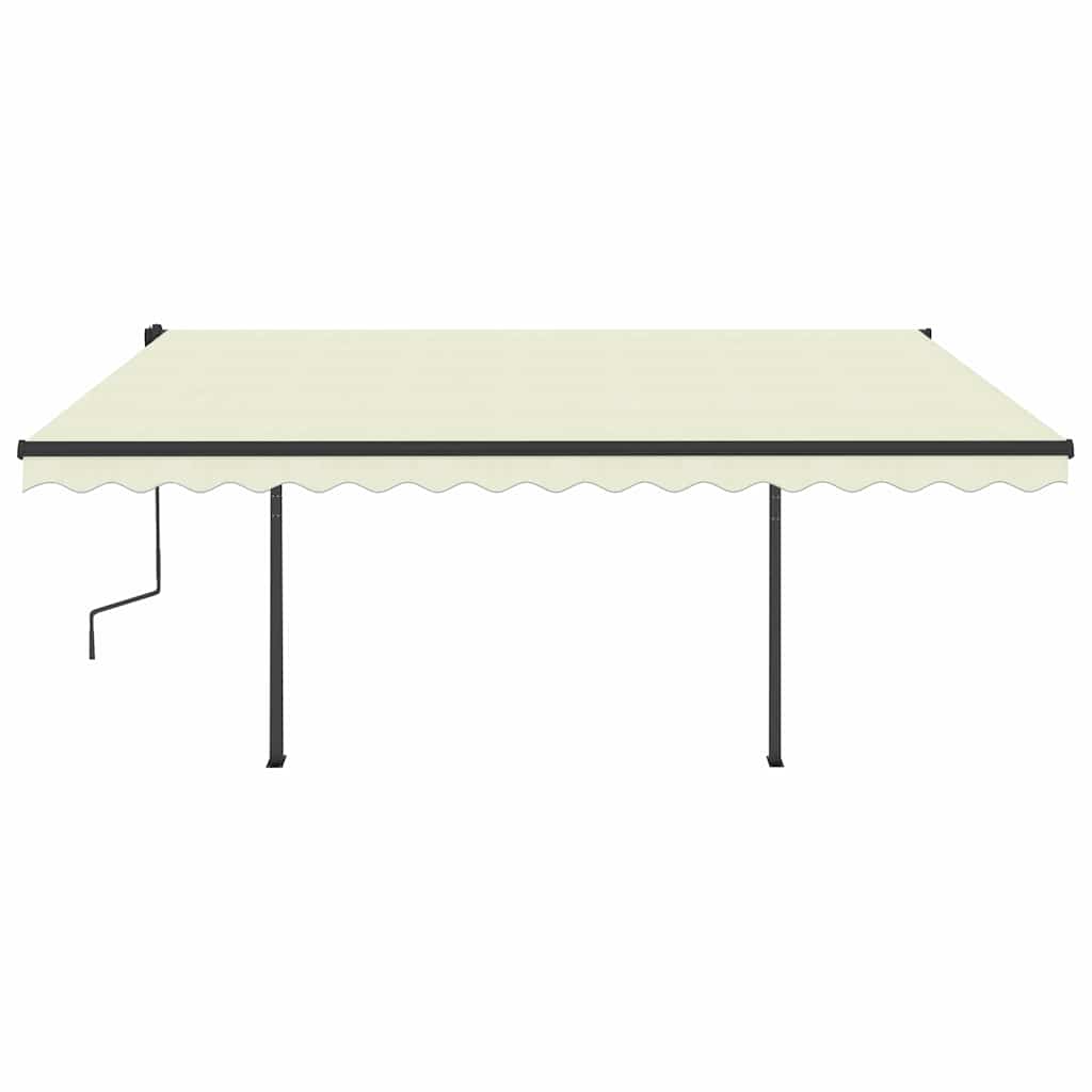 Tenda da Sole Retrattile Manuale con Pali 4,5x3,5 m Crema