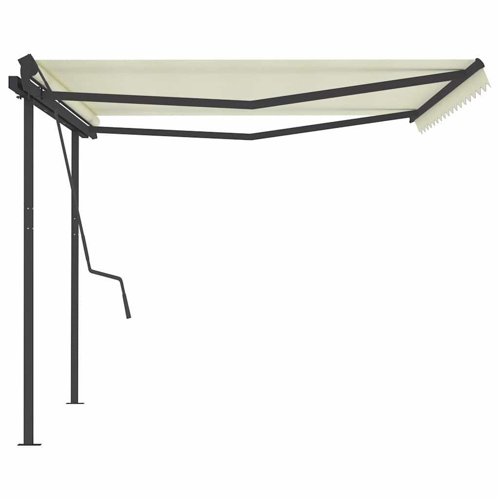 Tenda da Sole Retrattile Manuale con Pali 4,5x3,5 m Crema