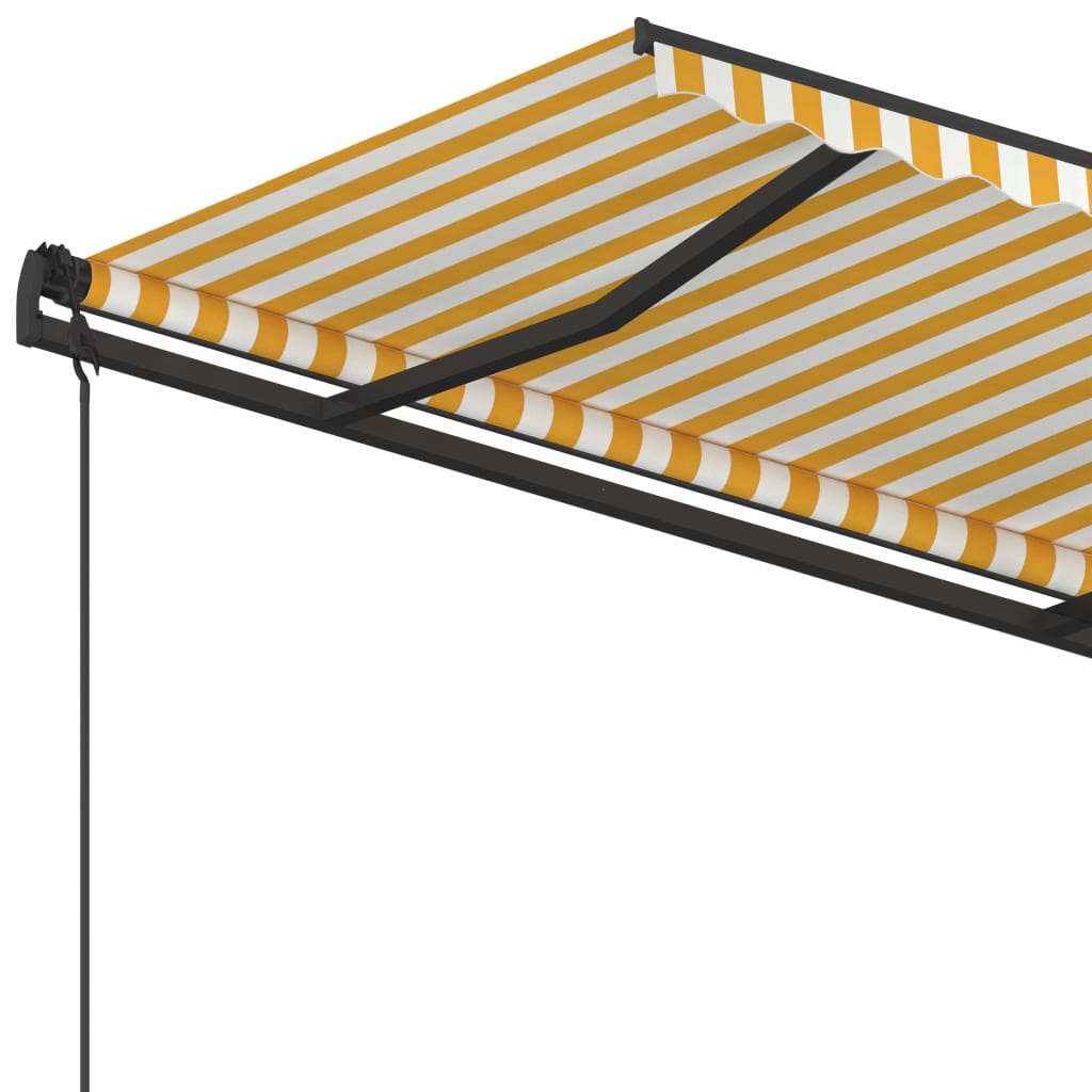 Tenda Sole Retrattile Manuale con Pali 4,5x3,5 m Gialla Bianca