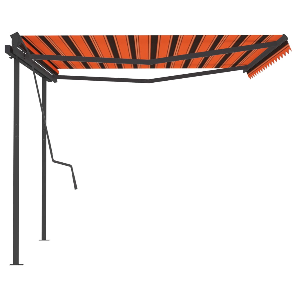 Tenda Sole Retrattile Manuale Pali 4,5x3,5 m Arancione Marrone