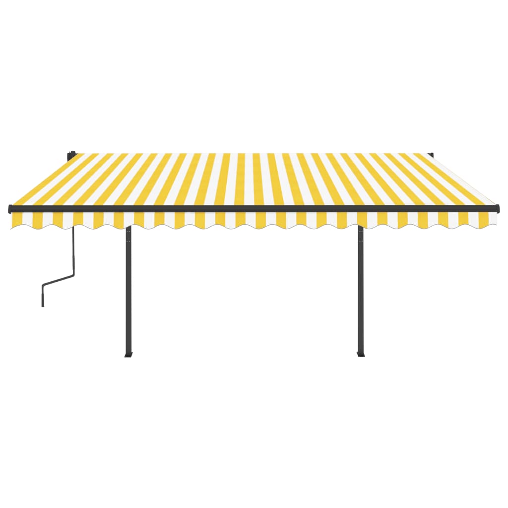 Tenda da Sole Retrattile Manuale e LED 4,5x3,5 m Gialla Bianca