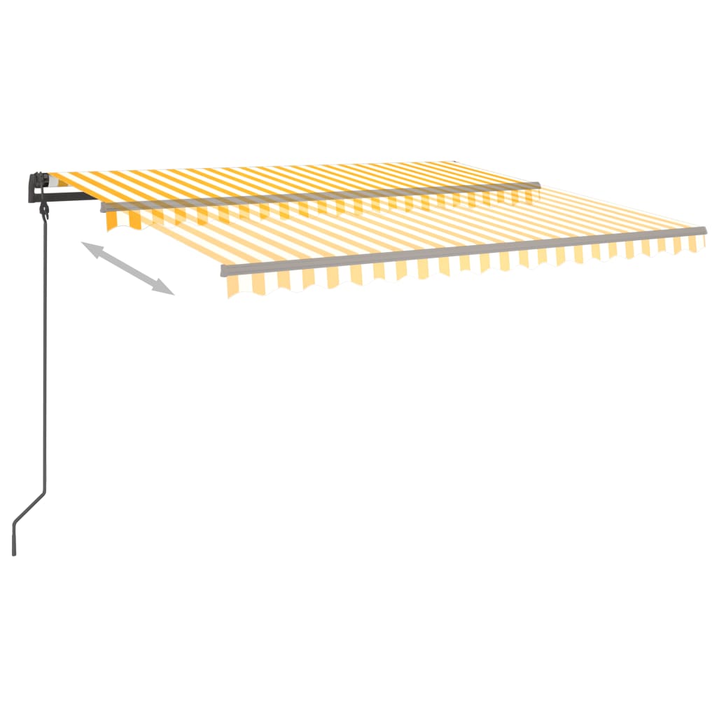 Tenda da Sole Retrattile Manuale e LED 4,5x3,5 m Gialla Bianca