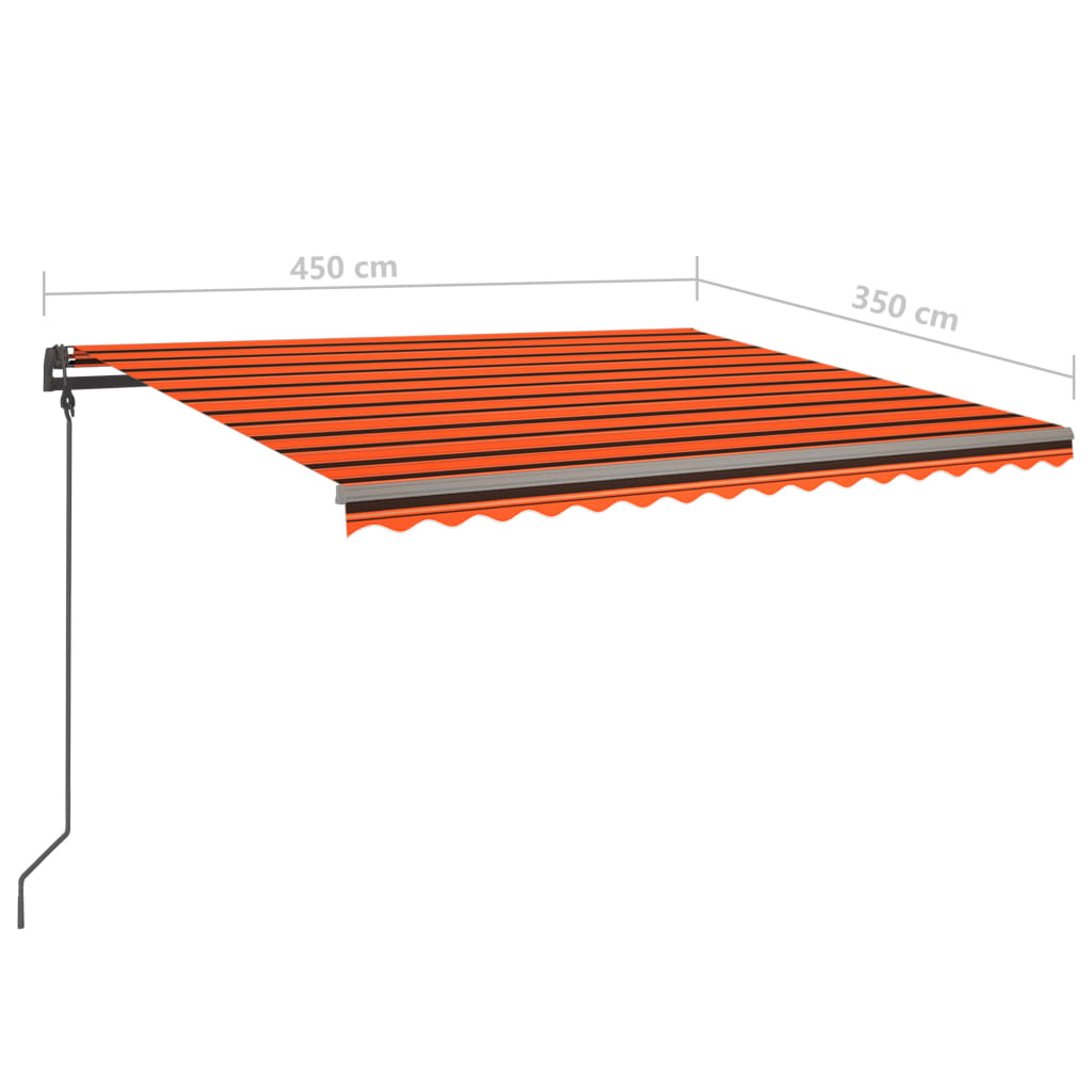 Tenda da Sole Retrattile Manuale LED 4,5x3,5 m Arancio Marrone