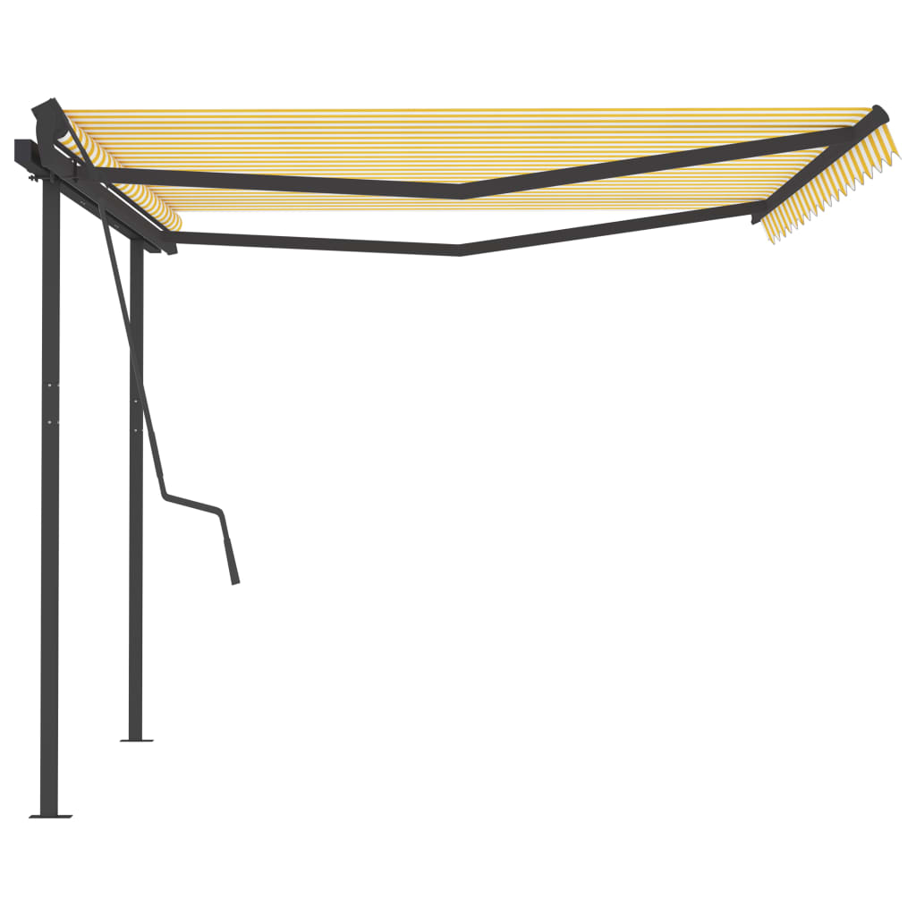 Tenda da Sole Retrattile Automatica Pali 4,5x3,5m Gialla Bianca