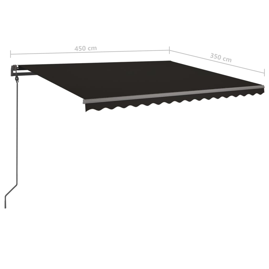 Tenda da Sole Retrattile Automatica e Pali 4,5x3,5 m Antracite