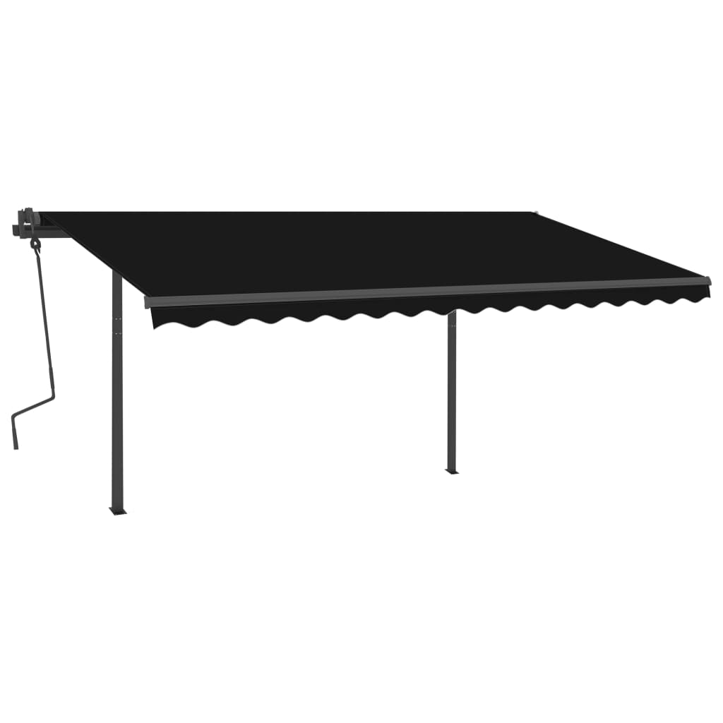 Tenda da Sole Retrattile Automatica e Pali 4,5x3,5 m Antracite