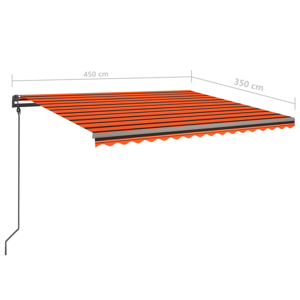 Tenda Retrattile Automatica con Pali 4,5x3,5 m Arancio Marrone