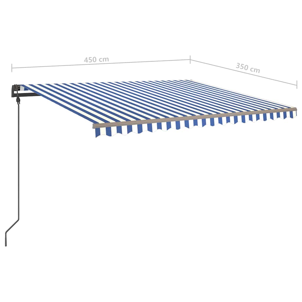 Tenda Automatica con Sensore Vento e LED 4,5x3,5 m Blu e Bianca