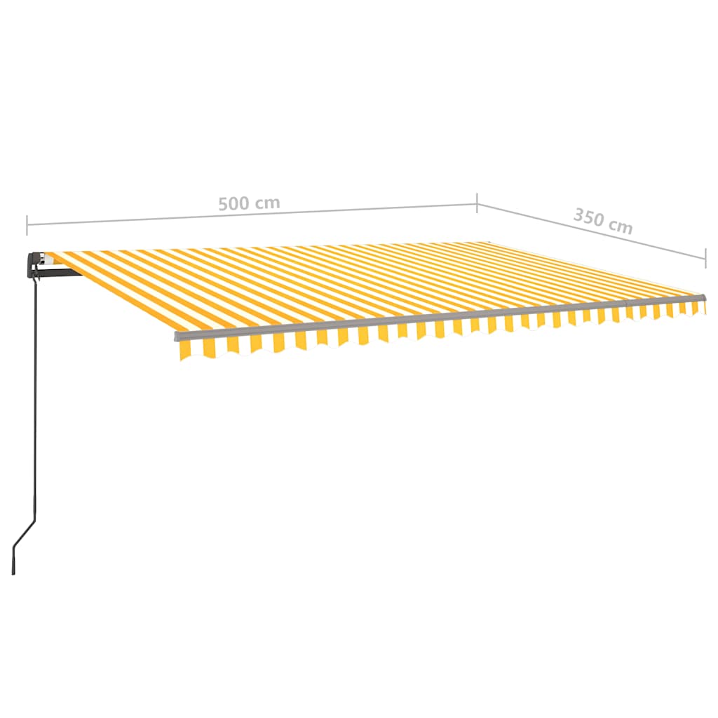 Tenda da Sole Retrattile Manuale con Pali 5x3,5 m Gialla Bianca