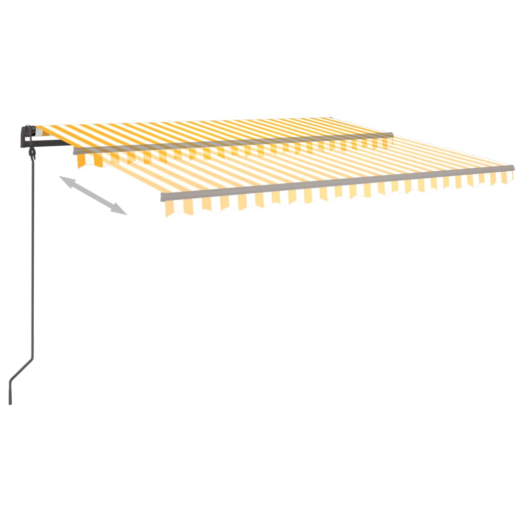 Tenda da Sole Retrattile Manuale con LED 5x3,5 m Gialla Bianca
