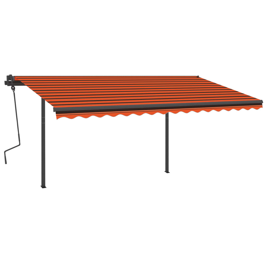 Tenda da Sole Retrattile Manuale LED 5x3,5 m Arancione Marrone