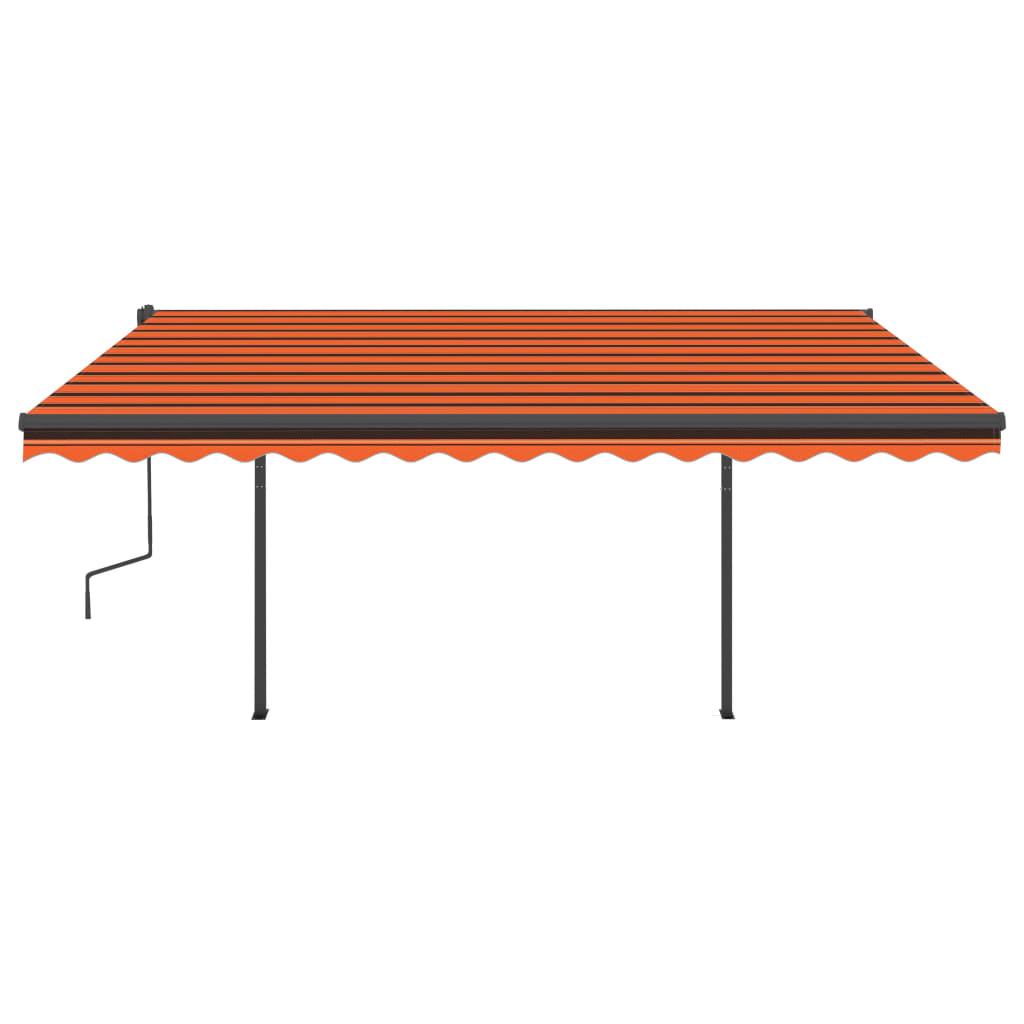 Tenda da Sole Retrattile Manuale LED 5x3,5 m Arancione Marrone