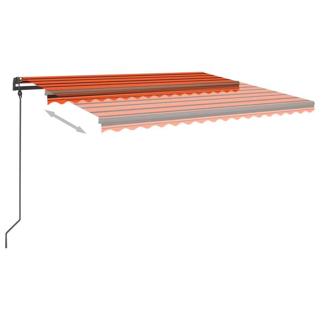 Tenda da Sole Retrattile Manuale LED 5x3,5 m Arancione Marrone