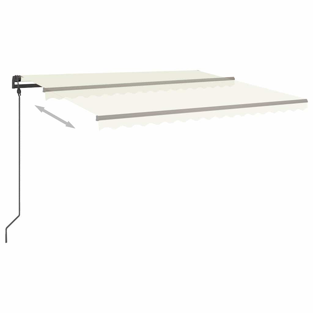Tenda da Sole Retrattile Automatica con Pali 5x3,5 m Crema