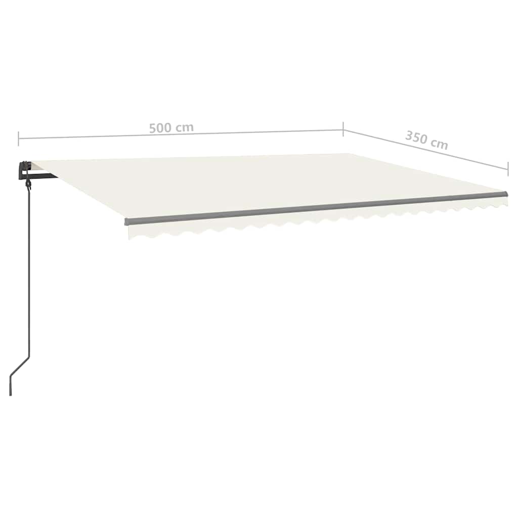 Tenda da Sole Retrattile Automatica con Pali 5x3,5 m Crema