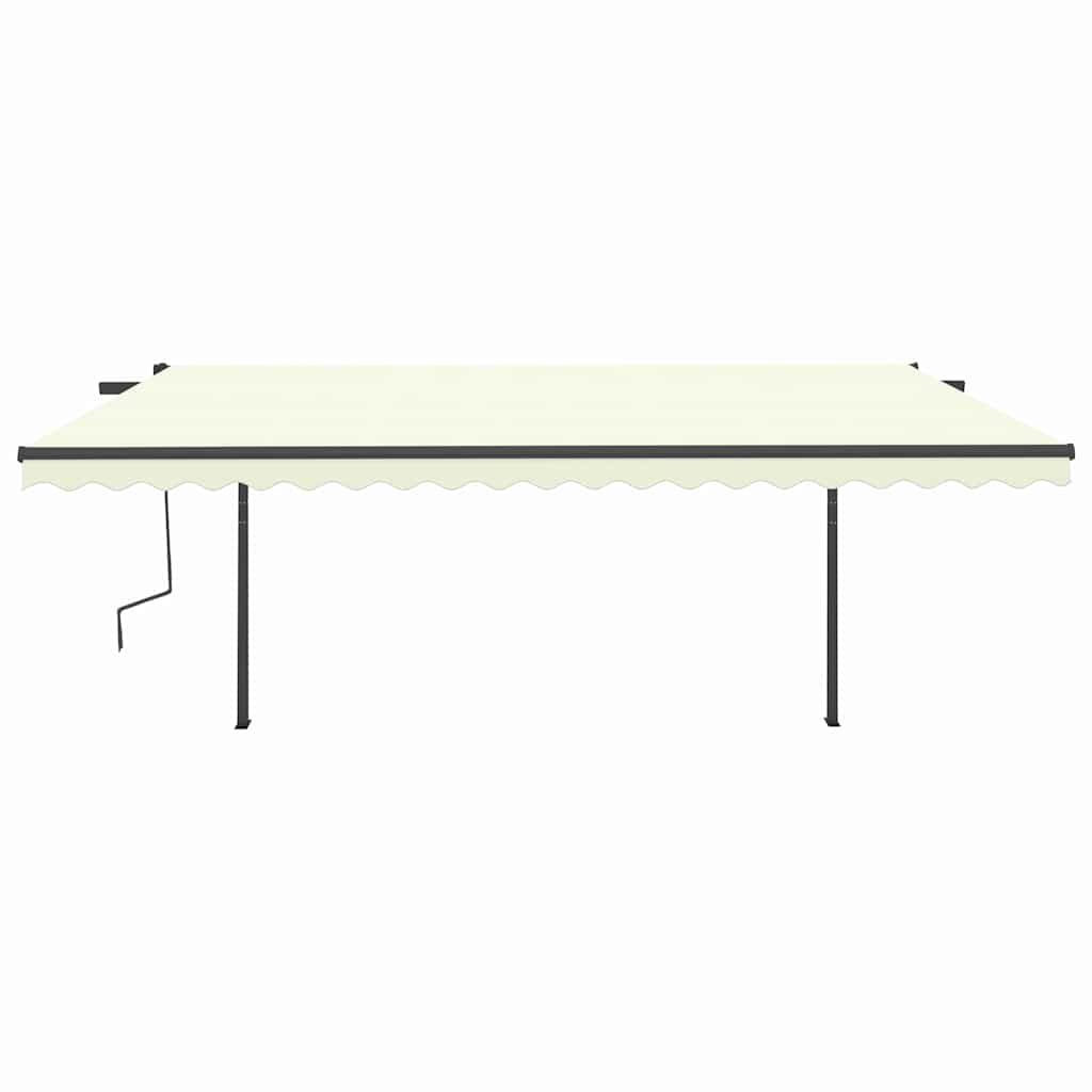 Tenda da Sole Retrattile Automatica con Pali 5x3,5 m Crema