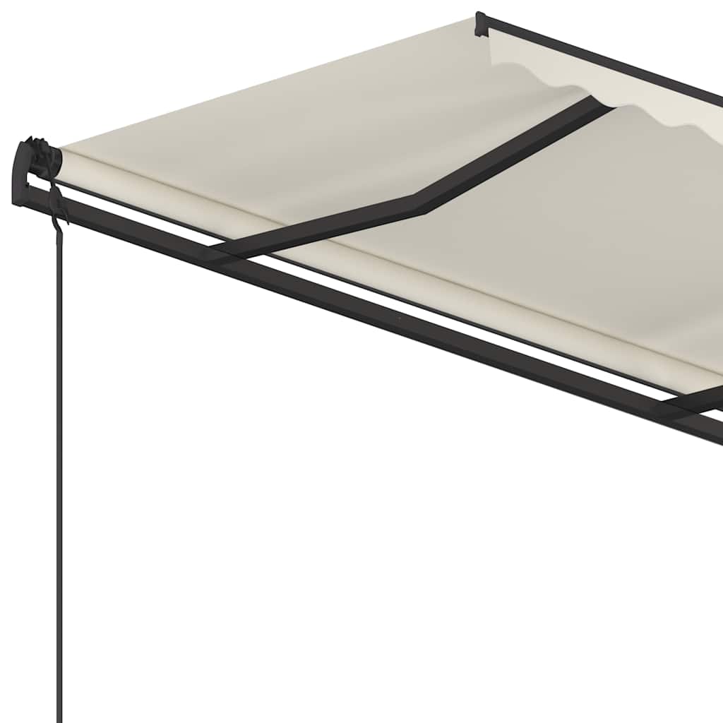 Tenda da Sole Retrattile Automatica con Pali 5x3,5 m Crema