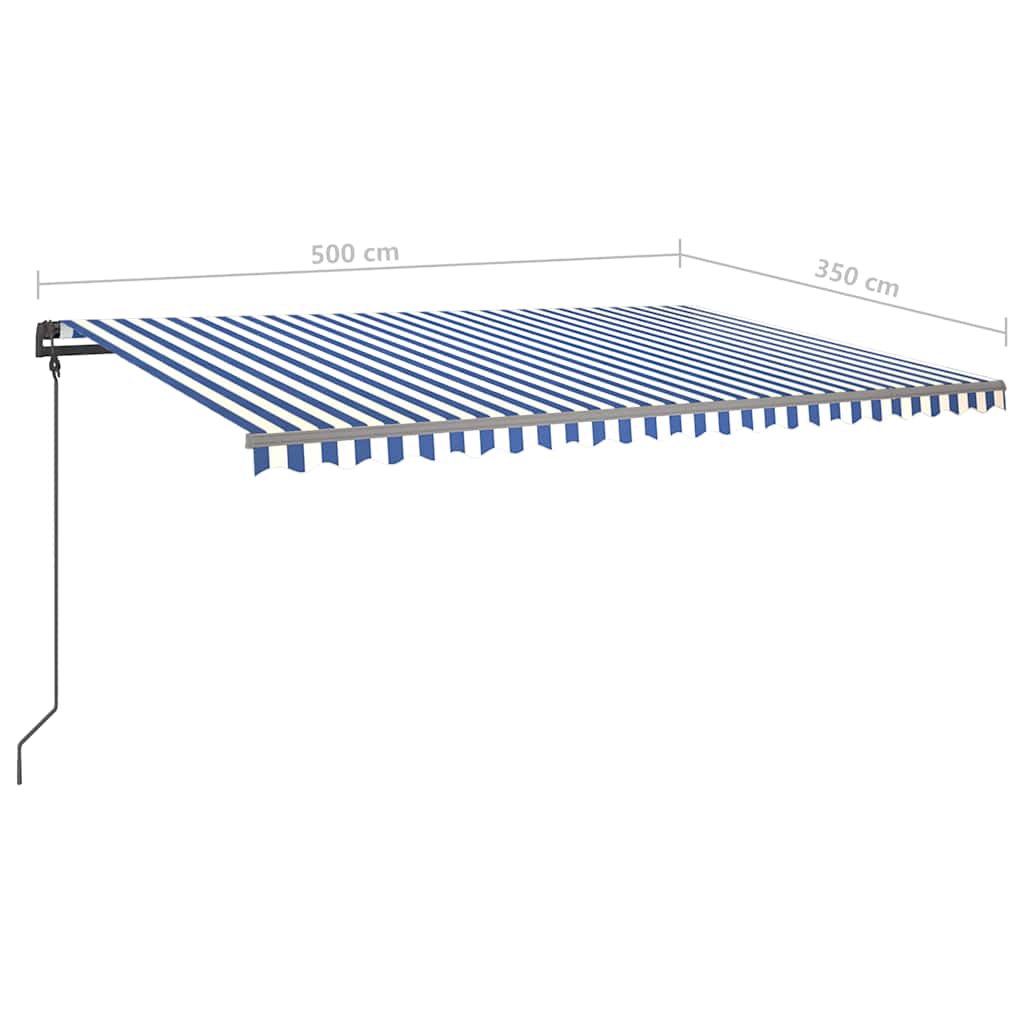 Tenda Automatica con Sensore Vento e LED 5x3,5 m Blu e Bianca
