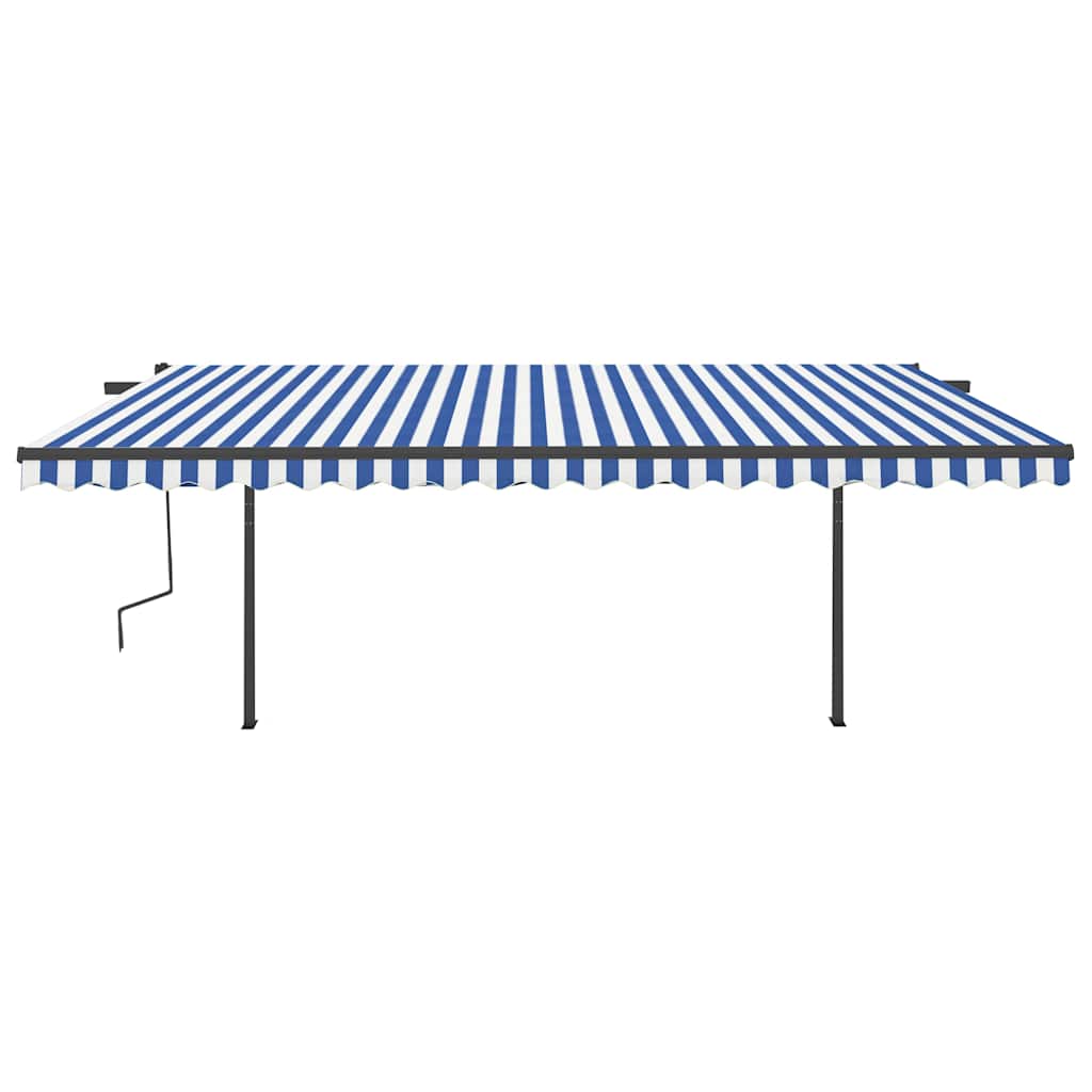 Tenda Automatica con Sensore Vento e LED 5x3,5 m Blu e Bianca