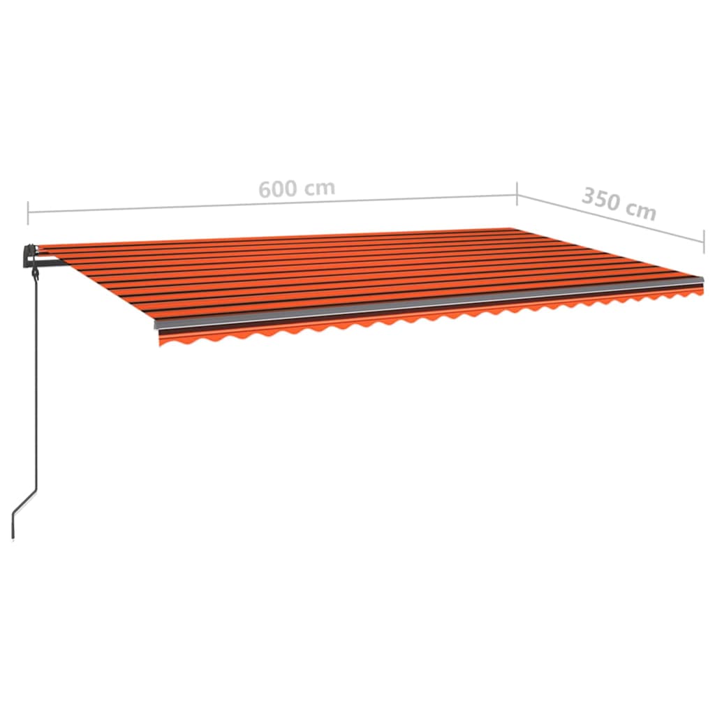 Tenda Retrattile Manuale con Pali 6x3,5 m Arancione e Marrone