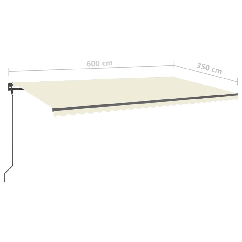 Tenda da Sole Retrattile Manuale con LED 6x3,5 m Crema
