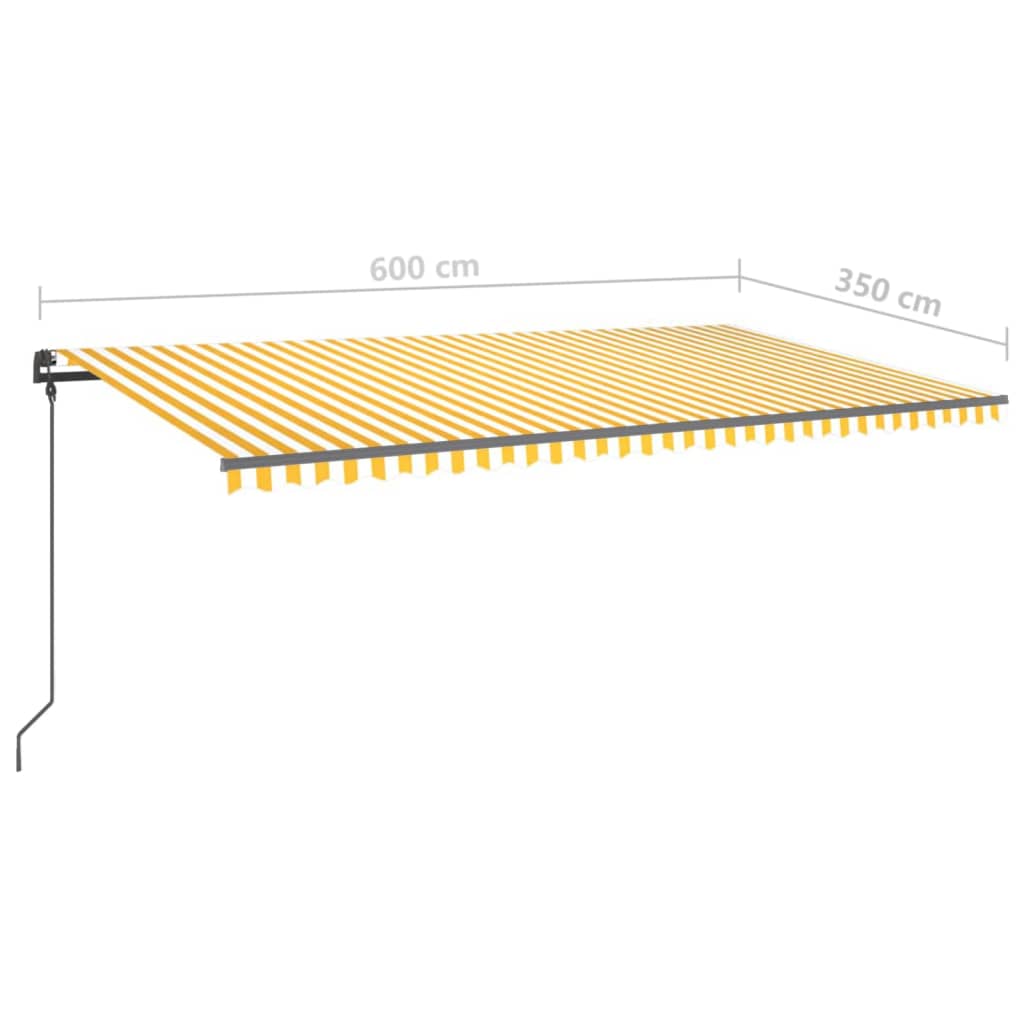 Tenda da Sole Retrattile Manuale con LED 6x3,5 m Gialla Bianca