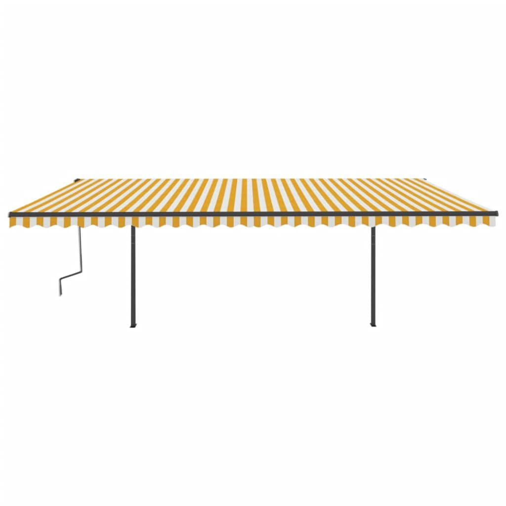 Tenda da Sole Retrattile Manuale con LED 6x3,5 m Gialla Bianca